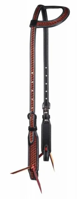 Professional's Choice Chestnut With Black Border Basket Weave One Ear Headstall