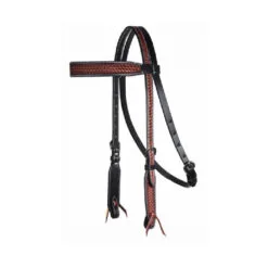 Professional's Choice Chestnut With Black Border Basket Weave Browband Headstall